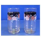 Floral Glass Tumbler Pair