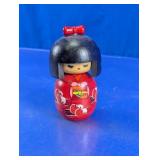 Japanese Wooden Kokeshi Doll in Red Kimono