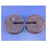 Vtg Cast Iron Slotted Scale Weights Lot