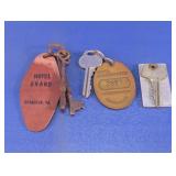 Vtg Hotel Room Keys & Fobs Collection Lot