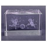 3D Laser Etched Crystal Cherubs Paperweight