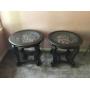 2 Contemporary Wood & Glass End Tables
