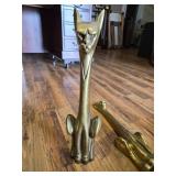 Brass Cat-Shaped Mid Century Andirons