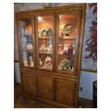 MID CENTURY LINK-TAYLOR LIGHT UP 2 PIECE CHINA CABINET 78 inch tall 53 wide 15 inch deep