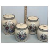 set of four stoneware canisters from Home & Garden Party in their 'Splendor' floral pattern.