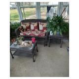 Wicker settee and tabkr