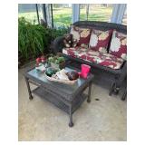 Wicker settee and table