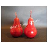 Pair of Carved Wooden Pears Each 6.5'H x 3.25'W