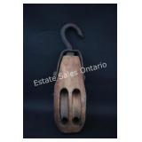 Large Antique Wooden Pulley 14'L x 4.25'W x 4.5'D