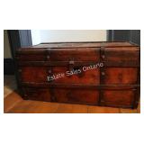 Antique Steamship Wood & Metal Trunk