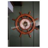 Wooden Ship Wheel Wall Clock