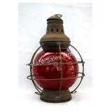 Antique Perkins Ruby Red Marine Kerosene Lamp