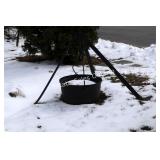 Antique Cast Iron Cauldron & Stand