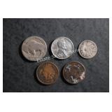 US Indian & Buffalo Head, 1943 Steel Penny, Silver