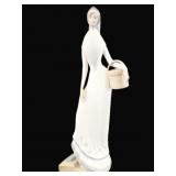 Tall Valencia Porcelain Lady with Basket Figurine