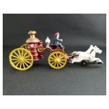 Antique Cast Iron Toy Fire Engine, Horses & Man