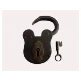 Antique Iron & Brass Padlock & Key