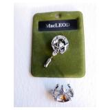 Scottish Pewter McLeod Crest Pin & Mizpah Pin