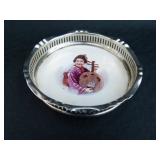 Silver Metal & Porcelain Trinket Dish