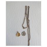 Sterling Silver Chain, Pendant & Gold Tone Pendant