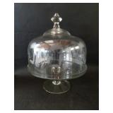Vintage Etched Cornflower Cake Stand & Lid