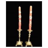 Brass Candlestick Holders & Taper Candles
