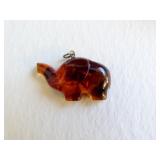 Amber Elephant Pendant 1.25'H x 1.5'W x .50'D