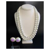German Opalescent Beaded Necklace & Earrings