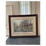 Framed "Breaking Cover" Print of Fox Hunting Scene