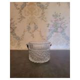 Clear Glass Ice Bucket with Silver Tone Handle