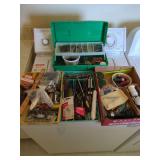 Collection of Hand Tools, Screws, and Fasteners in Toolbox and Trays