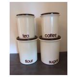 Set of 4 Kitchen Canisters - Tea, Coffee, Flour, Sugar