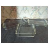 Set of 3 Pyrex Clear Glass Baking Dishes