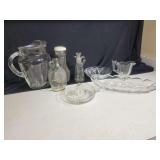Assorted Glassware Collection - Pitcher, Maple Syrup Bottle, and More!