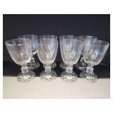 Set of Eight Clear Glass Wine Glasses with Geometric Base