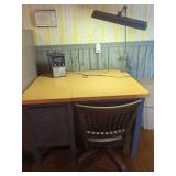 Vintage Style Desk with Chair and Radio