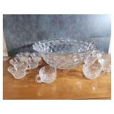Crystal Diamond Pattern Punch Bowl Set with 12 Cups