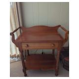 Wood Side Table with Shelf and Drawer