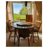 Wood Dining Table with Four Chairs and Two Leaves