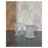 Three Decorative Clear Glass Vases