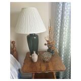 Accent Table with Lamp, Terrarium, and Vase
