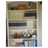 Shelves of Books, Decorative Items, Telephone, and Magazines