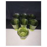 Set of 6 Green Textured Glass Stemmed Juice Glasses
