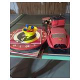 Mixed Lot: Dartboard, Mirror, and Johnny Speed Car