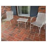 Vintage Metal Mesh Patio Set - Table & 2 Chairs