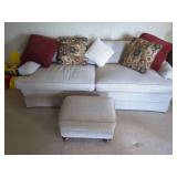 Neutral Chevron Sofa with Ottoman