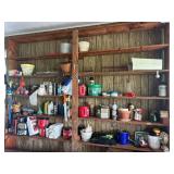 Shelving Unit with Assorted Household and Garden Items