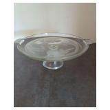 Elegant Glass Pedestal Cake Plate with Floral Design