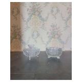 Cut Crystal Glassware Set - Two Bowls and Two Bud Vases