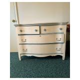 Painted White Dresser with Blue Accents